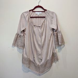 French laundry. Blush, lace boho shirt NWOT
